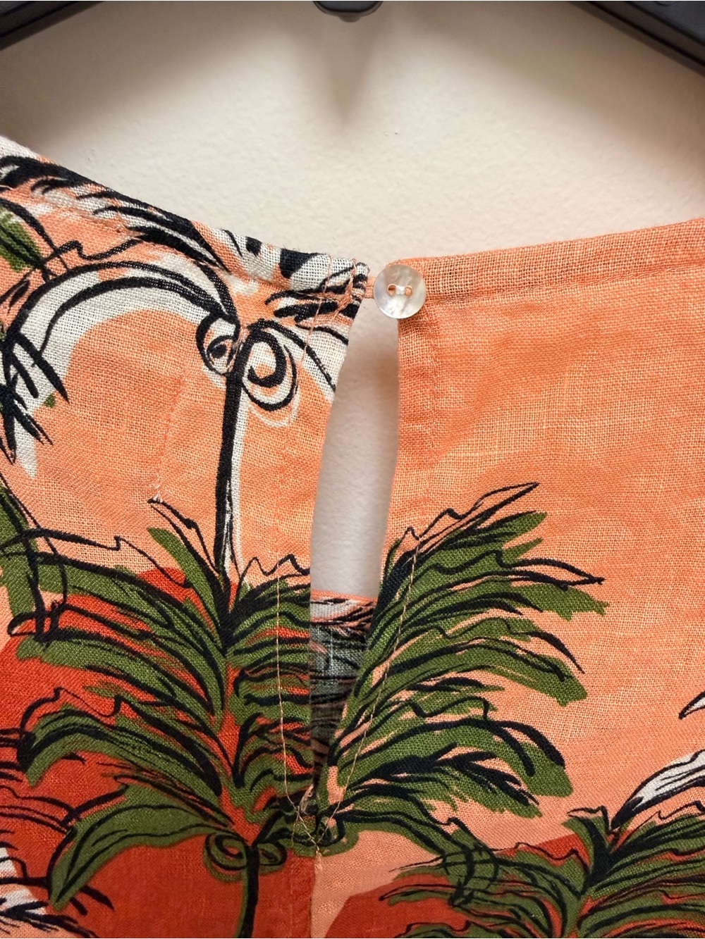 Nicole Miller NY 100% Linen Tropical Palm Tree Sunset Shift Dress - New - Picture 4 of 10